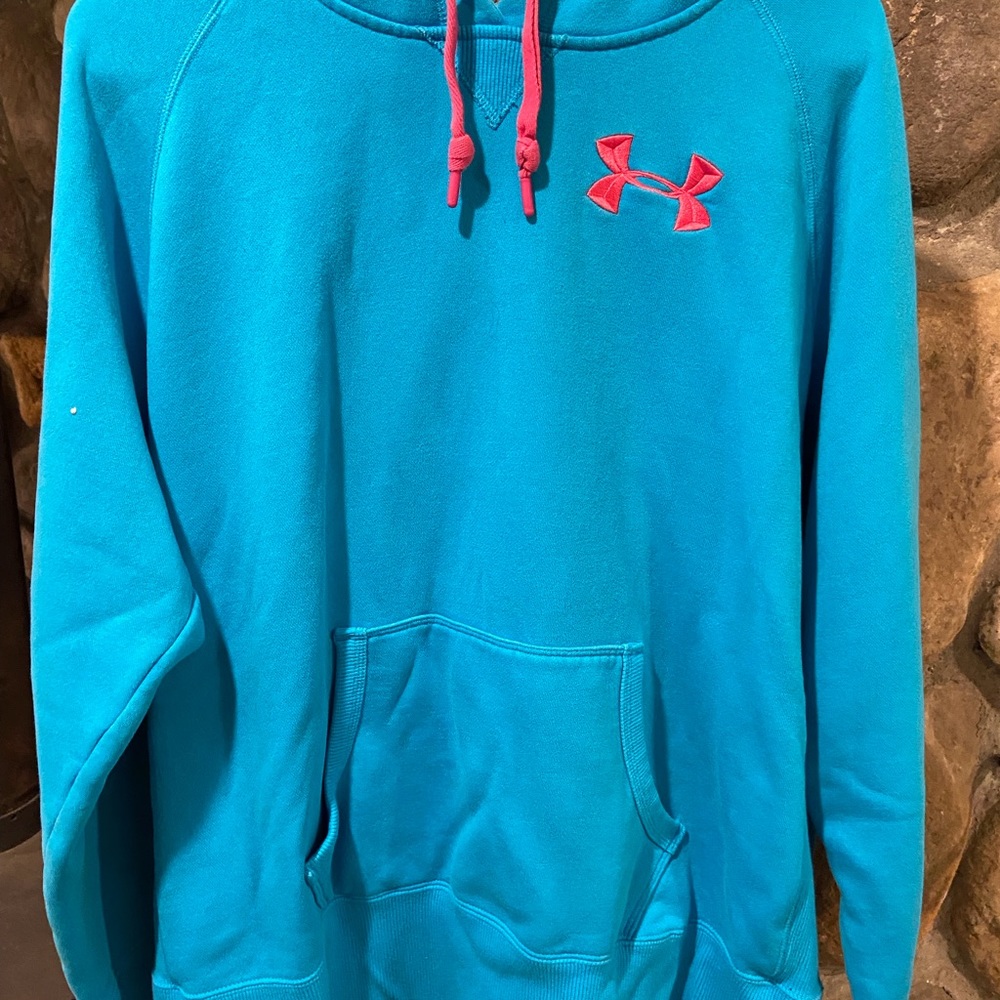 UNDER ARMOUR Blue Hoodie Sweatshirt Charged Cotton Storm Coldgear Loose
